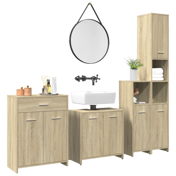 Set mobilier de baie, 4 piese, stejar sonoma, lemn prelucrat - WALTI WALTI