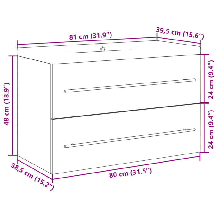 Set mobilier de baie, 2 piese, stejar sonoma, lemn prelucrat - WALTI WALTI