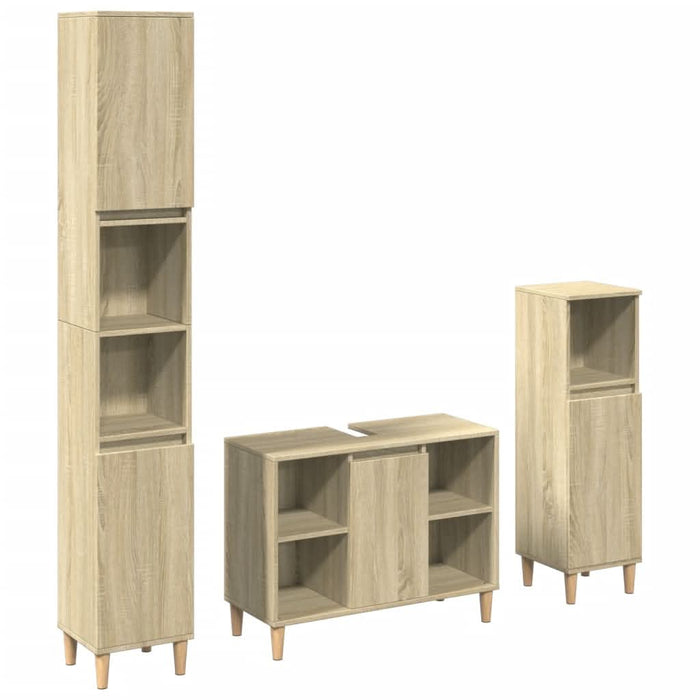 Set mobilier de baie, 3 piese, stejar sonoma, lemn prelucrat - WALTI WALTI
