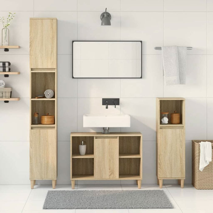 Set mobilier de baie, 3 piese, stejar sonoma, lemn prelucrat - WALTI WALTI