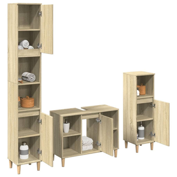 Set mobilier de baie, 3 piese, stejar sonoma, lemn prelucrat - WALTI WALTI