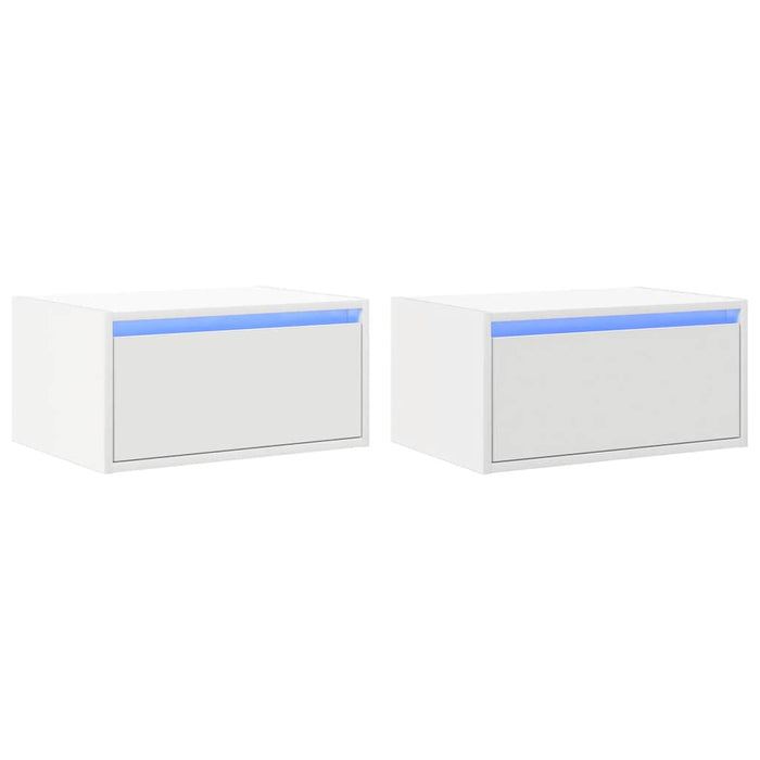 Noptiere montate pe perete cu lumini LED, 2 buc., alb - WALTI WALTI