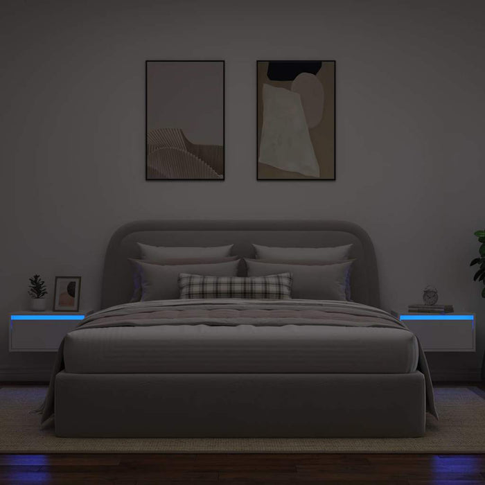 Noptiere montate pe perete cu lumini LED, 2 buc., alb - WALTI WALTI
