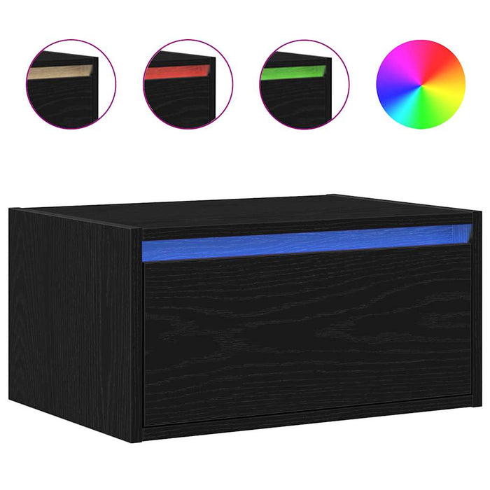 Noptiera montata pe perete cu lumini LED Stejar negru - WALTI WALTI