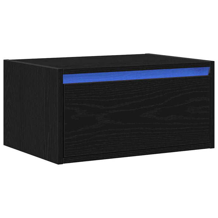 Noptiera montata pe perete cu lumini LED Stejar negru - WALTI WALTI