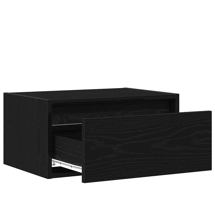 Noptiera montata pe perete cu lumini LED Stejar negru - WALTI WALTI