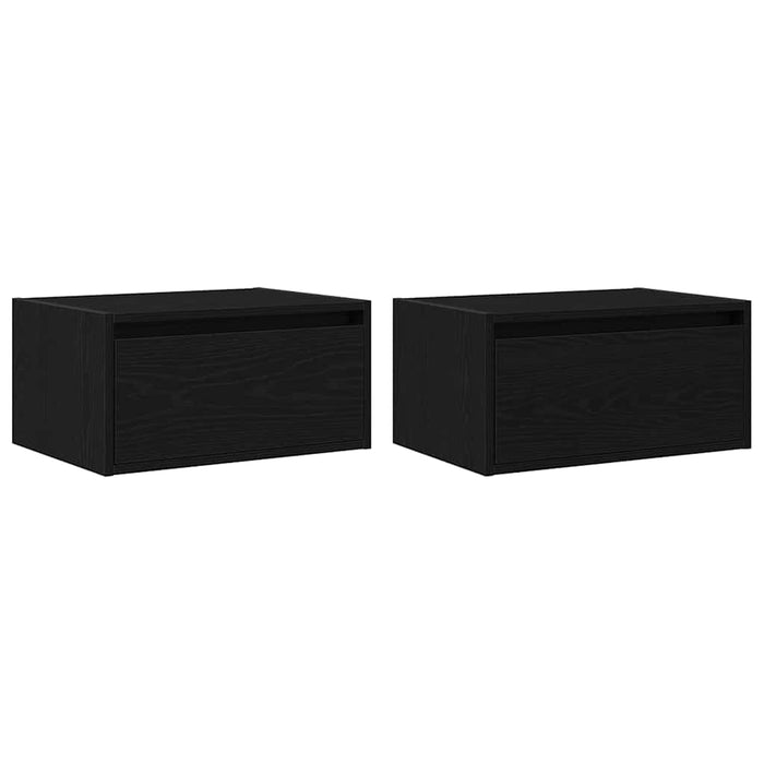 Noptiere montate pe perete cu lumini LED 2 buc Stejar negru - WALTI WALTI