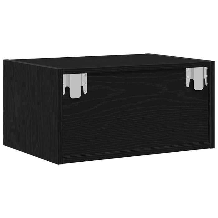 Noptiere montate pe perete cu lumini LED 2 buc Stejar negru - WALTI WALTI