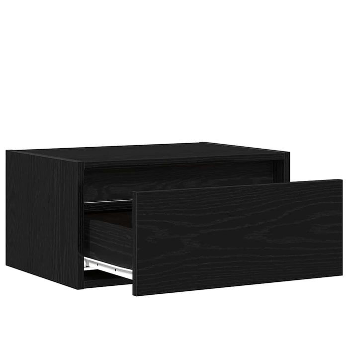 Noptiere montate pe perete cu lumini LED 2 buc Stejar negru - WALTI WALTI