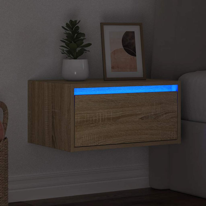 Noptieră montată pe perete cu lumini LED, stejar sonoma - WALTI WALTI