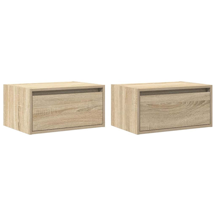 Noptiere montate pe perete cu lumini LED, 2 buc., stejar sonoma WALTI