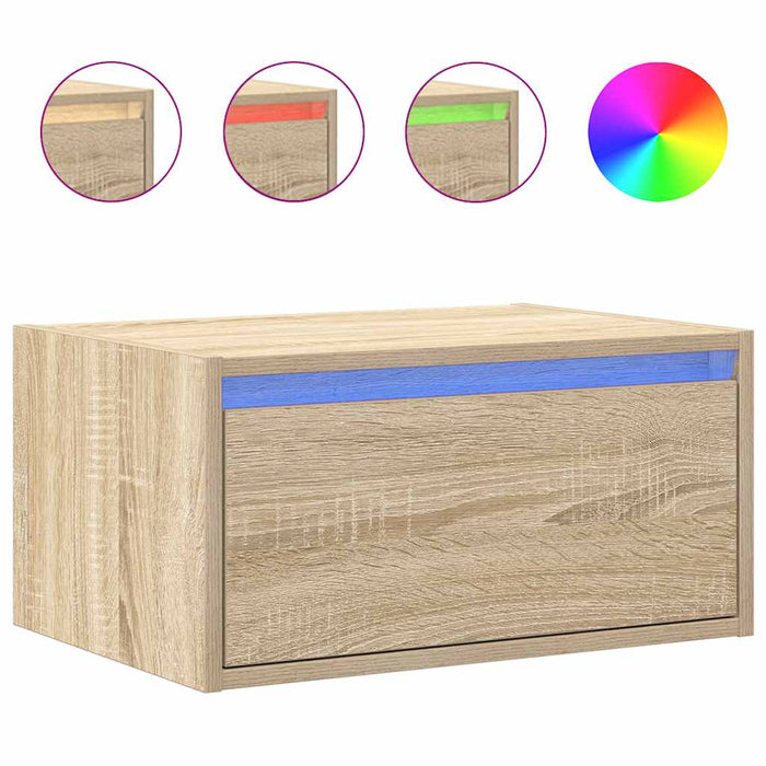Noptiere montate pe perete cu lumini LED, 2 buc., stejar sonoma WALTI