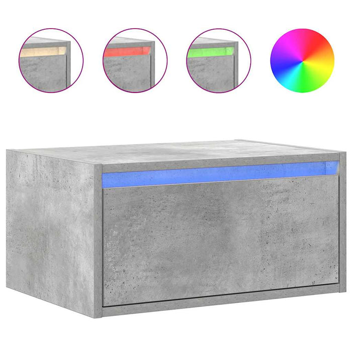 Noptieră montată pe perete cu lumini LED, gri beton WALTI