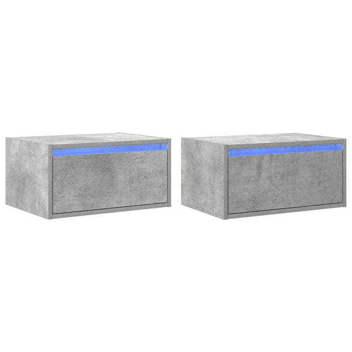 Noptiere montate pe perete cu lumini LED, 2 buc., gri beton WALTI