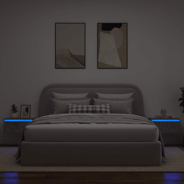 Noptiere montate pe perete cu lumini LED, 2 buc., gri beton WALTI