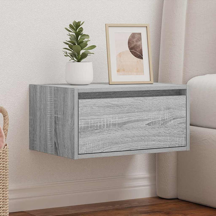 Noptieră montată pe perete cu lumini LED, sonoma gri - WALTI WALTI
