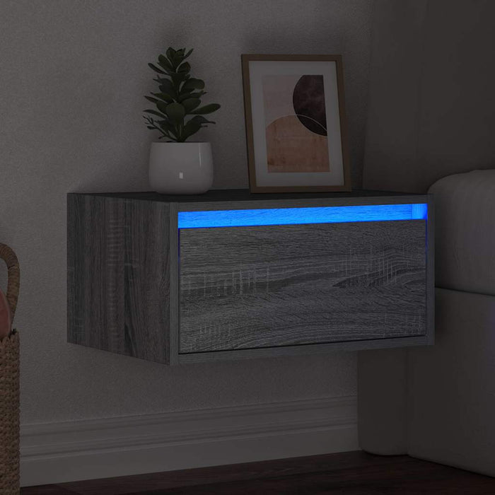 Noptieră montată pe perete cu lumini LED, sonoma gri - WALTI WALTI