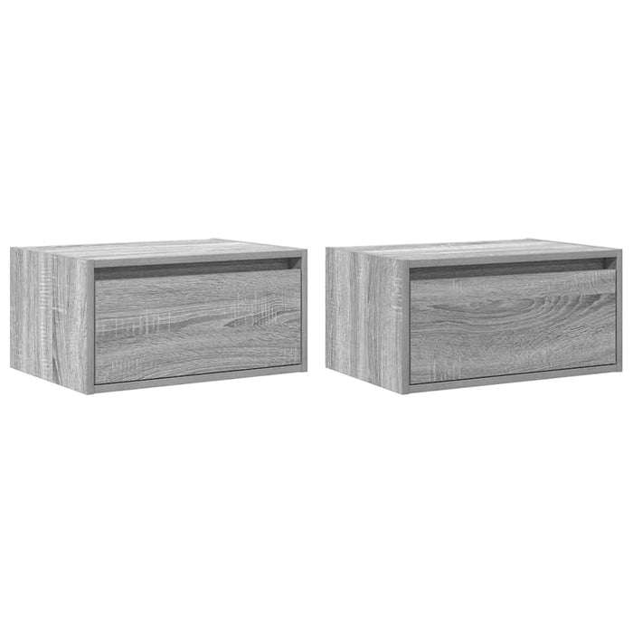 Noptiere montate pe perete cu lumini LED, 2 buc., sonoma gri WALTI