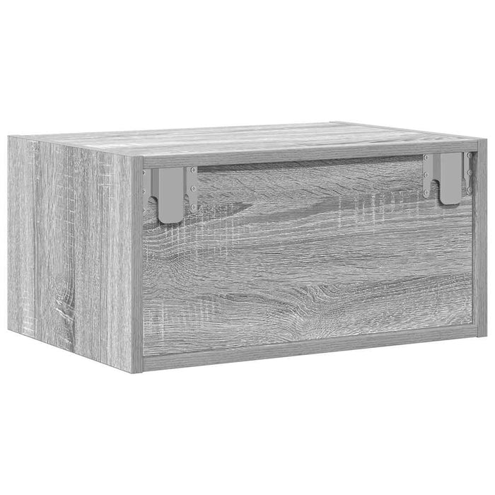 Noptiere montate pe perete cu lumini LED, 2 buc., sonoma gri WALTI
