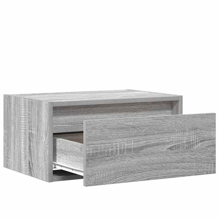 Noptiere montate pe perete cu lumini LED, 2 buc., sonoma gri WALTI