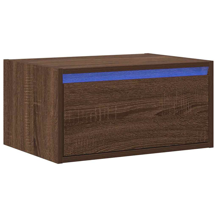 Noptieră montată pe perete cu lumini LED, stejar maro WALTI