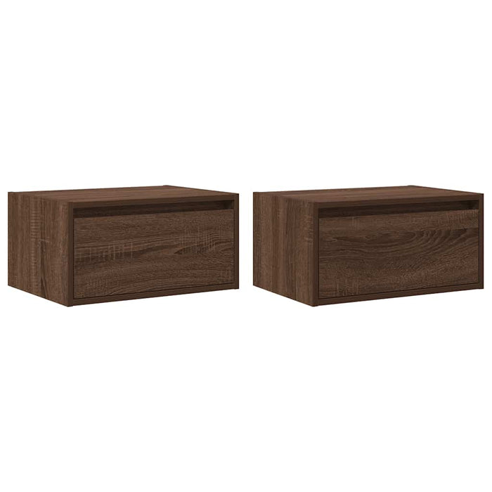 Noptiere montate pe perete cu lumini LED, 2 buc., stejar maro WALTI