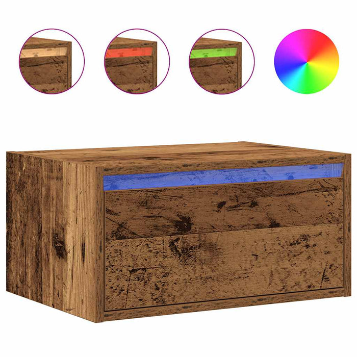 Noptiera montata pe perete cu lumini LED Lemn vechi - WALTI WALTI
