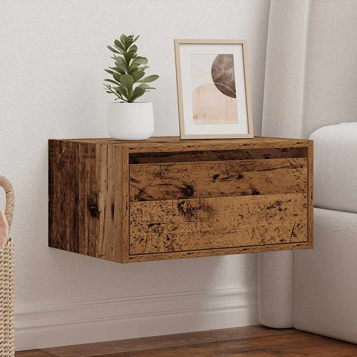 Noptiera montata pe perete cu lumini LED Lemn vechi - WALTI WALTI