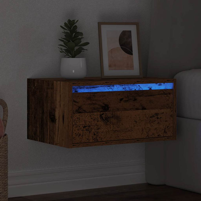 Noptiera montata pe perete cu lumini LED Lemn vechi - WALTI WALTI