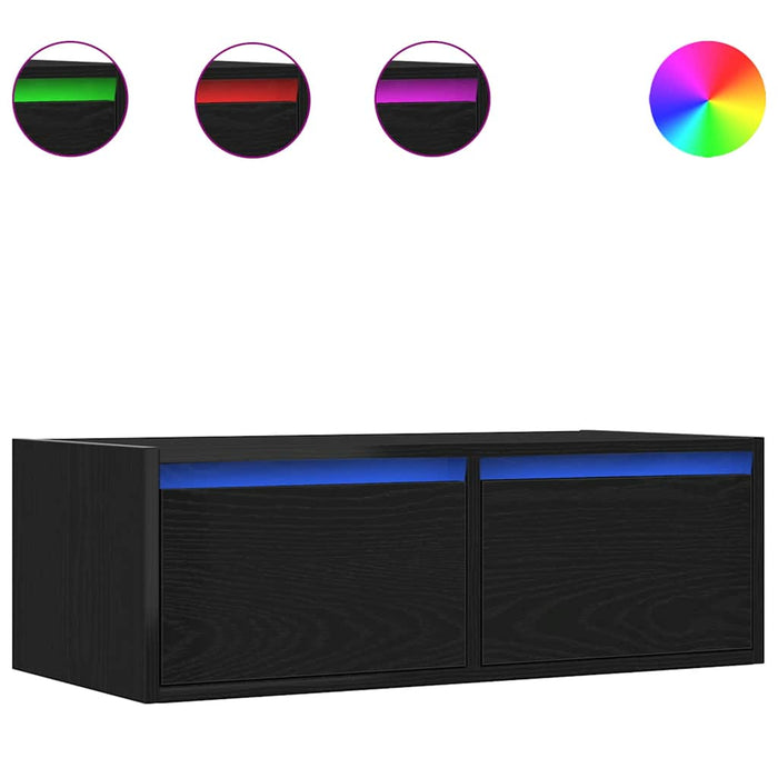 Dulap TV cu lumini LED Stejar negru 75x35,5x25 cm - WALTI WALTI