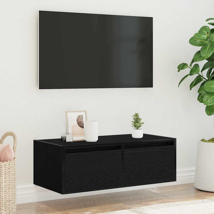 Dulap TV cu lumini LED Stejar negru 75x35,5x25 cm - WALTI WALTI