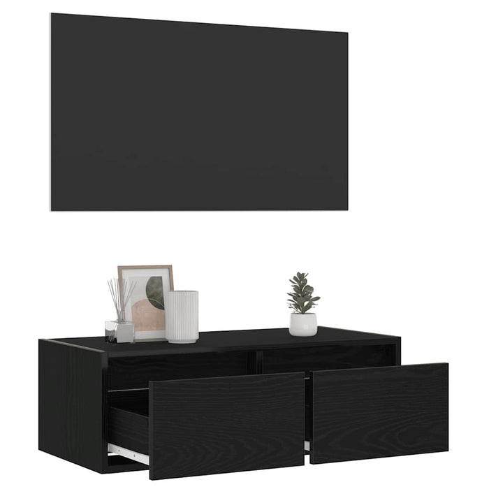 Dulap TV cu lumini LED Stejar negru 75x35,5x25 cm - WALTI WALTI