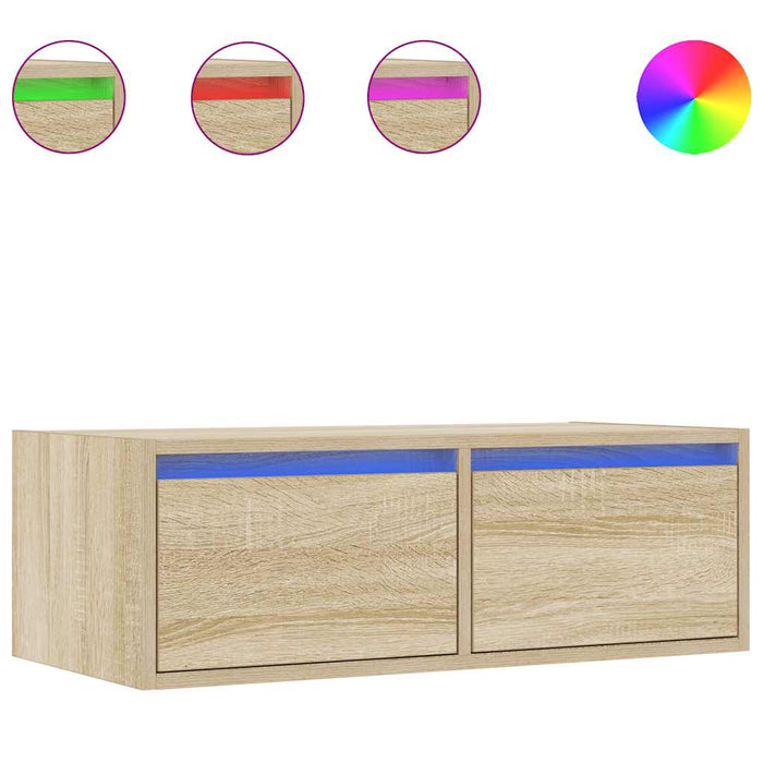 Comodă TV cu lumini LED, stejar sonoma, 75x35,5x25 cm - WALTI WALTI
