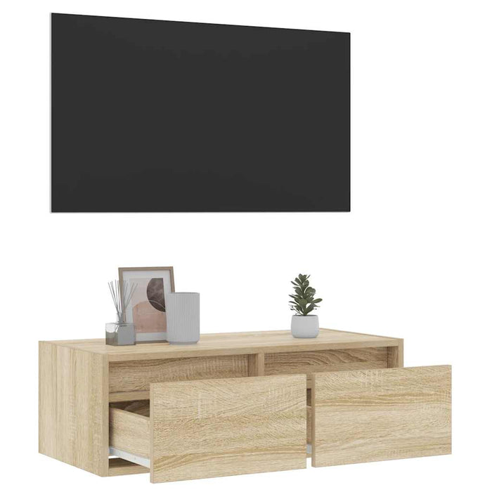 Comodă TV cu lumini LED, stejar sonoma, 75x35,5x25 cm - WALTI WALTI
