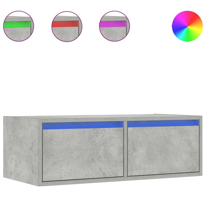 Comodă TV cu lumini LED, gri beton, 75x35,5x25 cm - WALTI WALTI
