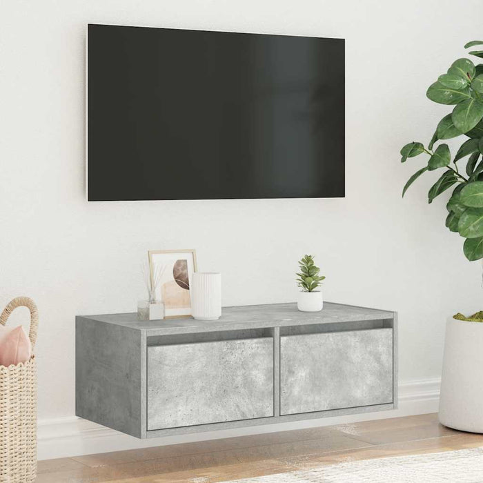 Comodă TV cu lumini LED, gri beton, 75x35,5x25 cm - WALTI WALTI