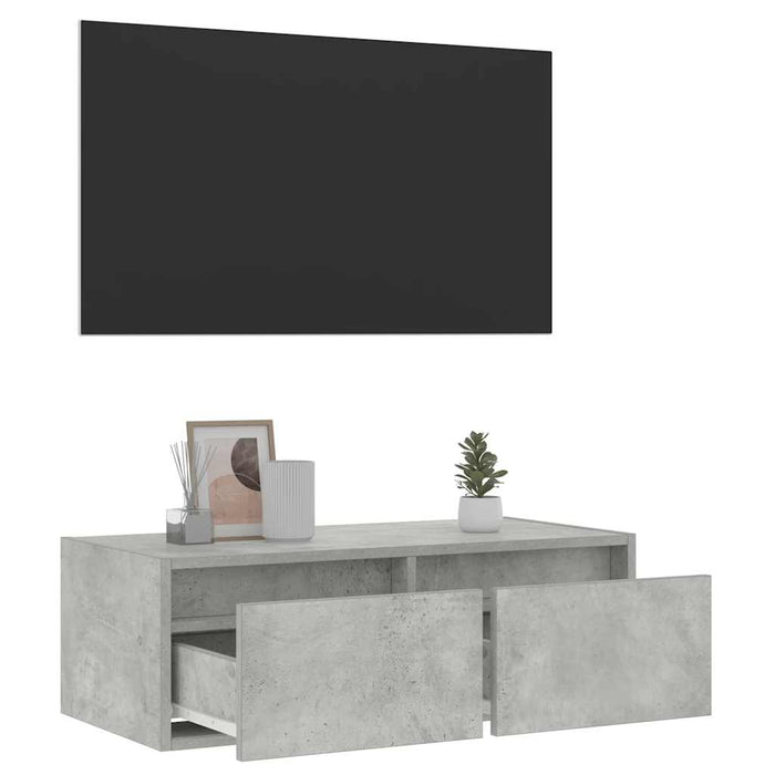 Comodă TV cu lumini LED, gri beton, 75x35,5x25 cm - WALTI WALTI