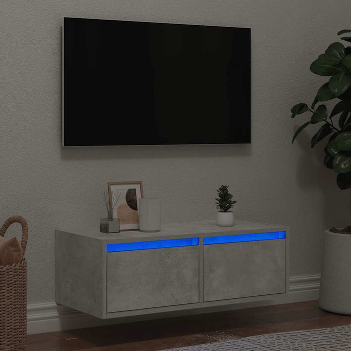 Comodă TV cu lumini LED, gri beton, 75x35,5x25 cm - WALTI WALTI