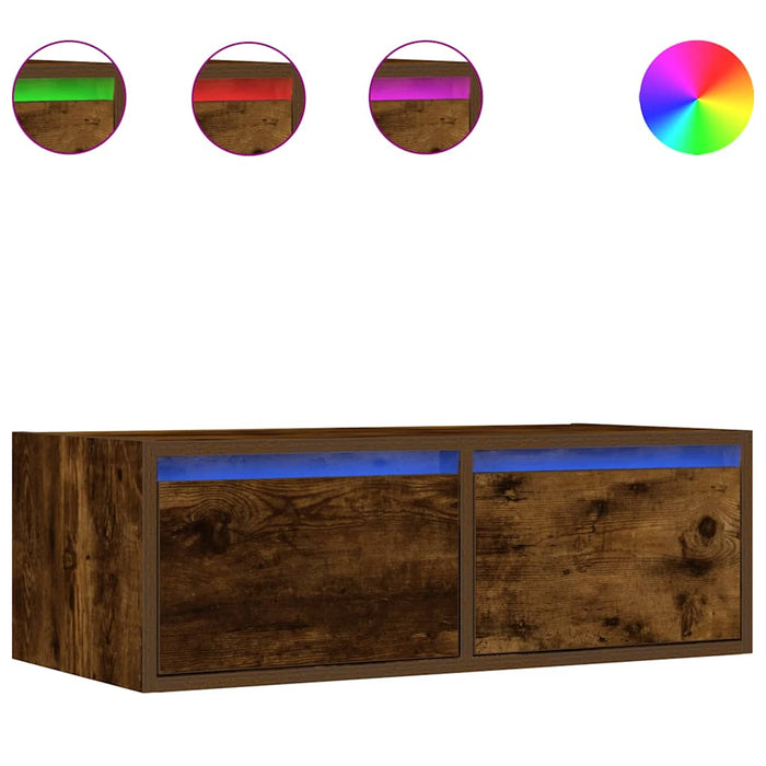 Comodă TV cu lumini LED, stejar fumuriu,75x35,5x25 cm - WALTI WALTI