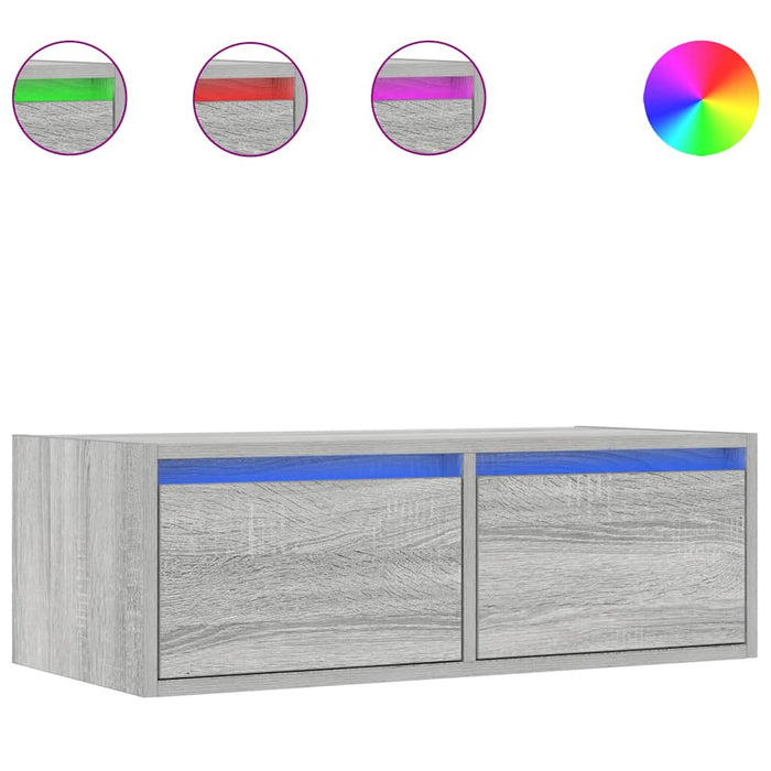 Comodă TV cu lumini LED, gri sonoma, 75x35,5x25 cm - WALTI WALTI