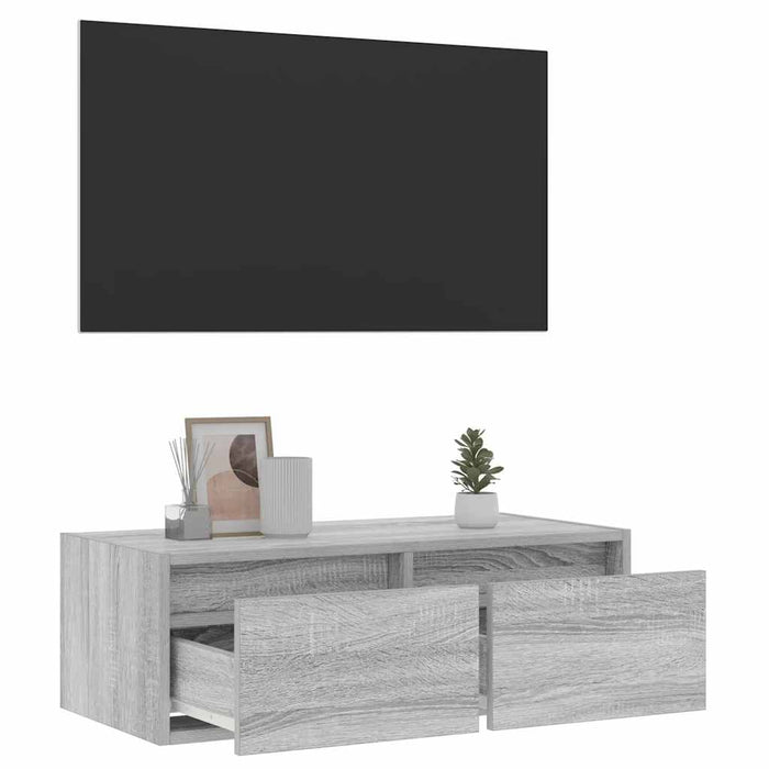 Comodă TV cu lumini LED, gri sonoma, 75x35,5x25 cm - WALTI WALTI