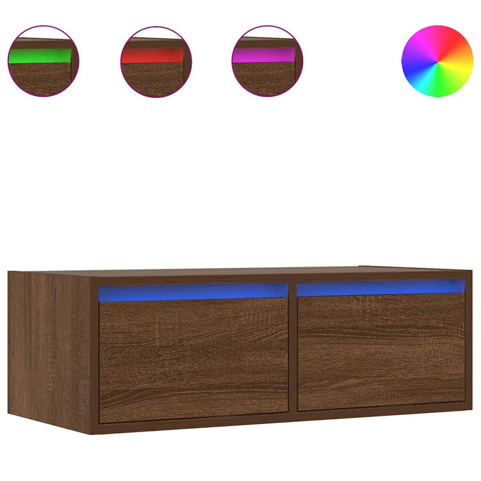 Comodă TV cu lumini LED, stejar maro, 75x35,5x25 cm - WALTI WALTI