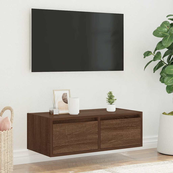 Comodă TV cu lumini LED, stejar maro, 75x35,5x25 cm - WALTI WALTI