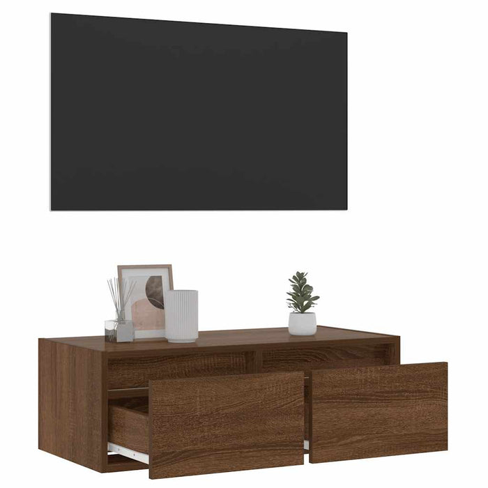 Comodă TV cu lumini LED, stejar maro, 75x35,5x25 cm - WALTI WALTI