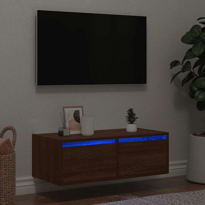 Comodă TV cu lumini LED, stejar maro, 75x35,5x25 cm - WALTI WALTI