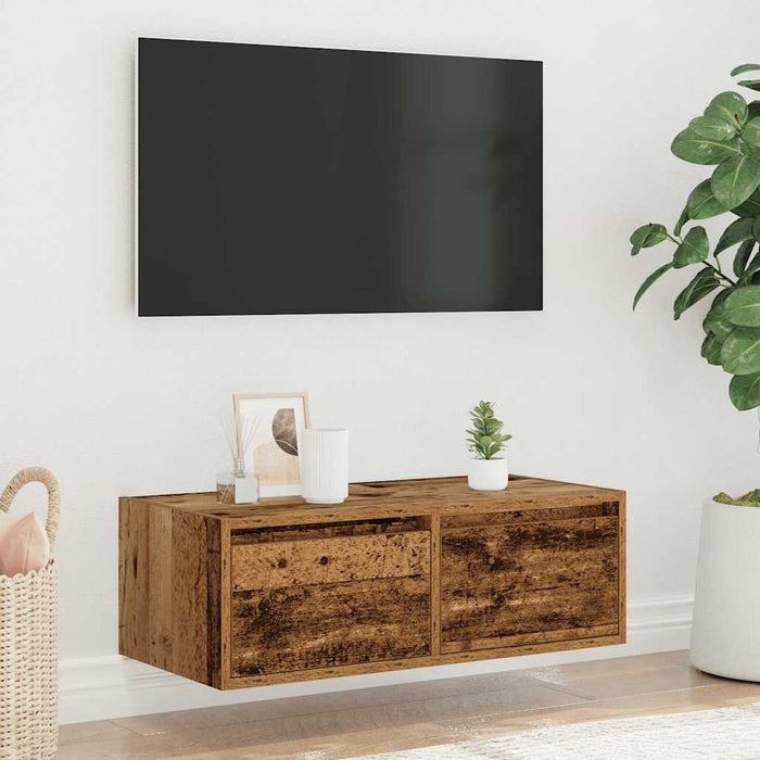 Comodă TV cu lumini LED, lemn vechi, 75x35,5x25 cm - WALTI WALTI