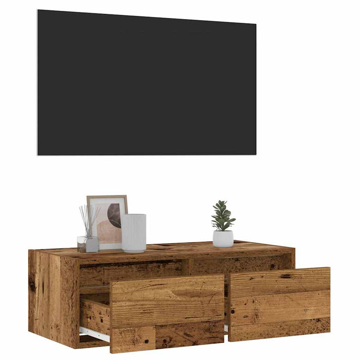 Comodă TV cu lumini LED, lemn vechi, 75x35,5x25 cm - WALTI WALTI
