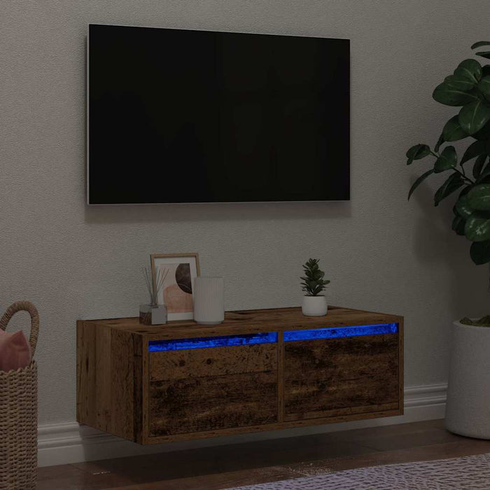 Comodă TV cu lumini LED, lemn vechi, 75x35,5x25 cm - WALTI WALTI