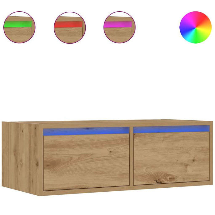 Comodă TV cu lumini LED, stejar artizanal, 75x35,5x25 cm - WALTI WALTI