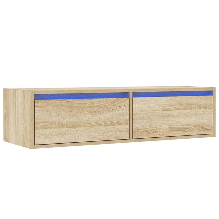 Comodă TV cu lumini LED, stejar sonoma, 100X35,5x25 cm - WALTI WALTI